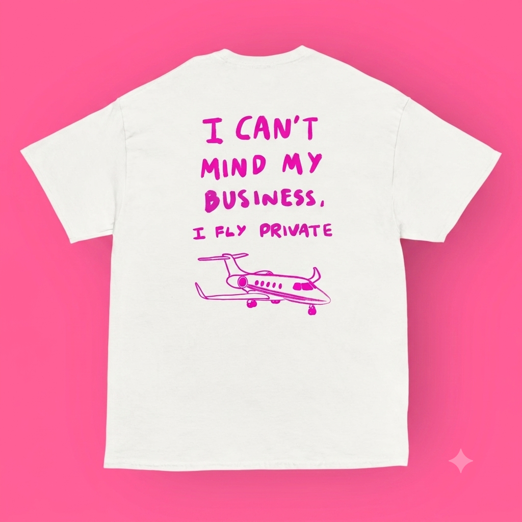 T-shirt oversize I CAN’T MIND MY BUSINESS I FLY PRIVATE
